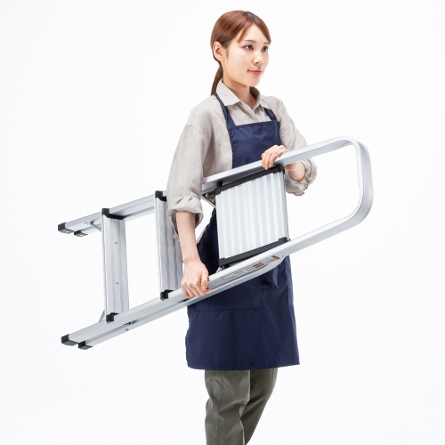 脚立（踏み台・アルミフレーム・折りたたみ・滑り止め付き・持ち手付き・手すり付き・3段・耐荷重150kg）