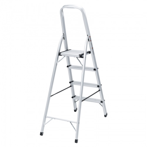 脚立（踏み台・アルミフレーム・折りたたみ・滑り止め付き・持ち手付き・手すり付き・4段・耐荷重150kg）
