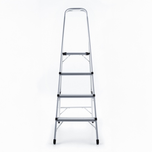 脚立（踏み台・アルミフレーム・折りたたみ・滑り止め付き・持ち手付き・手すり付き・4段・耐荷重150kg）