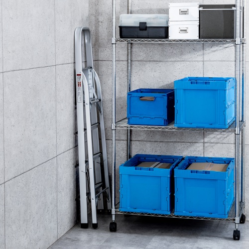 脚立（踏み台・アルミフレーム・折りたたみ・滑り止め付き・持ち手付き・手すり付き・4段・耐荷重150kg）