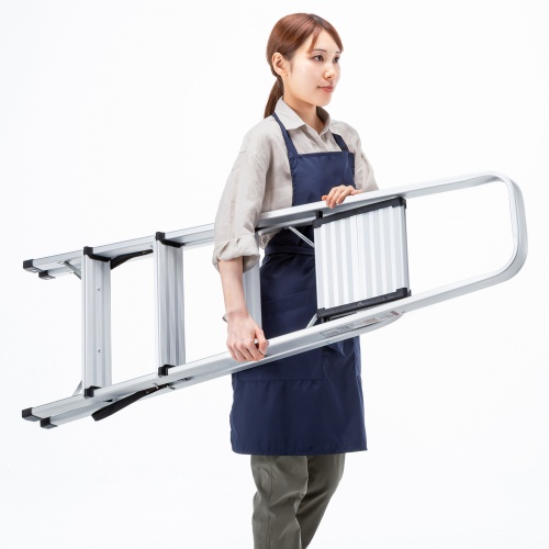 脚立（踏み台・アルミフレーム・折りたたみ・滑り止め付き・持ち手付き・手すり付き・4段・耐荷重150kg）