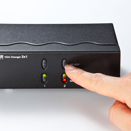 切替器（ディスプレイ・2台・VGA・パソコン・電子式スイッチ・高解像度）SW-EV2N2 サンワサプライ