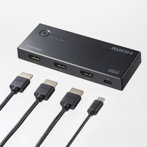 HDMI切替器（2入力1出力・4K/60Hz対応・HDR・HDCP2.3対応・リモコン付き・自動切替・本体ボタン操作・Type-C給電・テレビ・モニター・ゲーム機向け）
