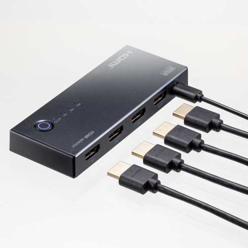 HDMI切替器（3入力1出力・4K/60Hz対応・HDR・HDCP2.3対応・リモコン付き・自動切替・本体ボタン操作・Type-C給電・テレビ・モニター・ゲーム機向け）