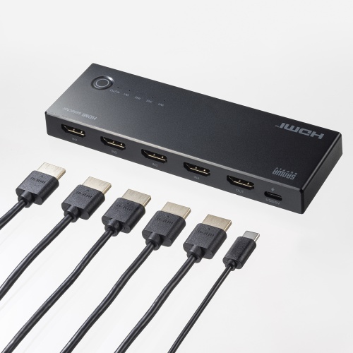 HDMI切替器（4入力1出力・4K/60Hz対応・HDR・HDCP2.3対応・リモコン付き・自動切替・本体ボタン操作・Type-C給電・テレビ・モニター・ゲーム機向け）