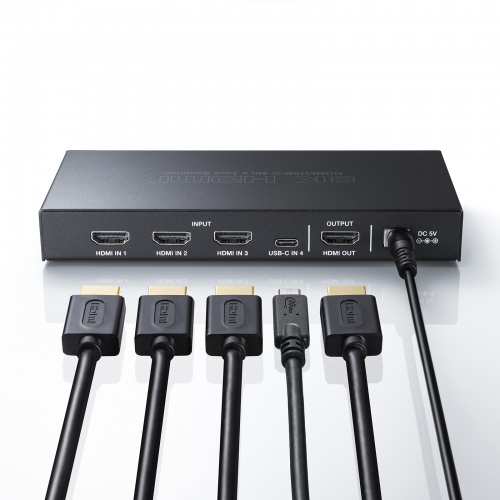 HDMI切替器（4K/60Hz・8K/120Hz・HDR対応・4入力1出力・Type-C 対応・HDMIセレクター・リモコン付）