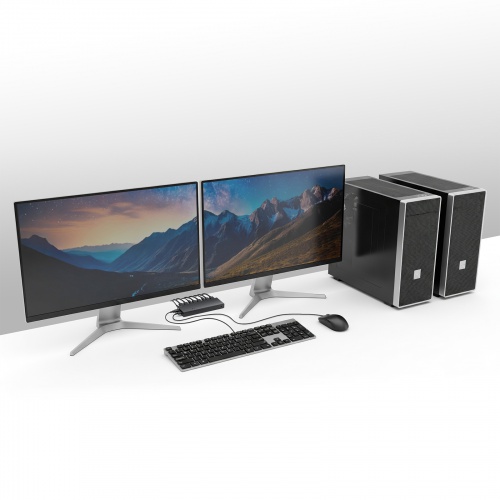 HDMIパソコン切替器（デュアルディスプレイ・2画面同時出力・4K対応・エミュレーション非搭載・2:1）