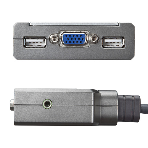 パソコン切替器（USB・ノートPCにも対応・自動・ケーブル一体型・2：1・コンパクト） SW-KVM2AUUN サンワサプライ