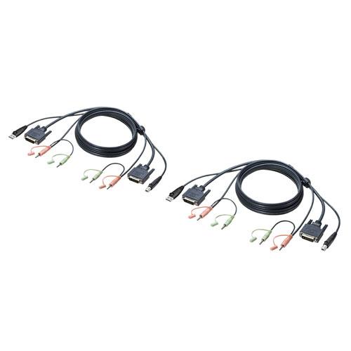 パソコン自動切替器（DVI対応 ・2：1・フルHD・デュアルモニター）