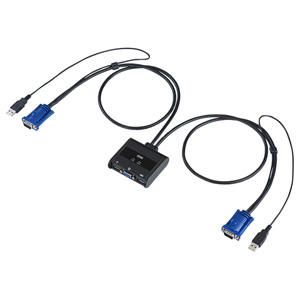 訳ありデスクトップPC キーボードVGAケーブル付属 パソコン切替器（VGA・USB対応・2:1・自動・ケーブル一体型
