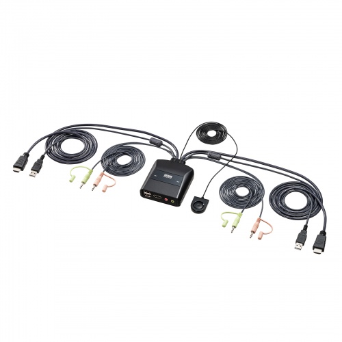 パソコン自動切替器（2:1・自動切替・KVM・手元スイッチ付き) SW-KVM2WHU サンワサプライ