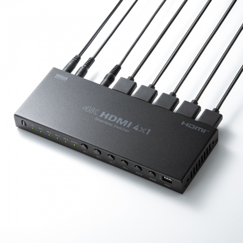 HDMI切替器（4入力1出力・シームレス切替・リモコン付・4K30Hz・手動・自動切替対応）