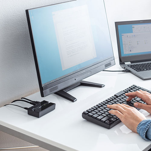 USB切替器（2台・ハブ付き・手動・コンパクト・USB2.0・マグネット・磁石・コンパクト・パソコン）SW-US22HMG サンワサプライ