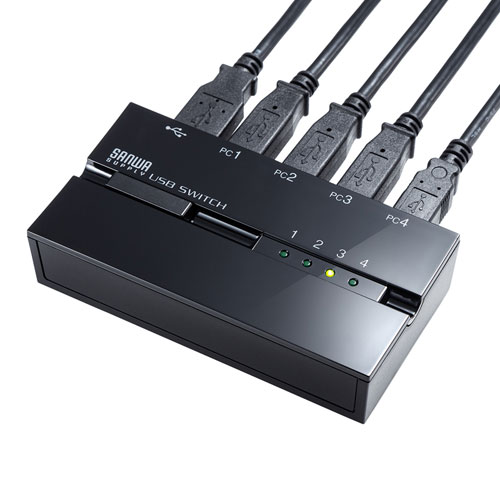 USB切替器（4台・手動・コンパクト・USB2.0・マグネット・磁石・コンパクト・パソコン）SW-US24MG サンワサプライ