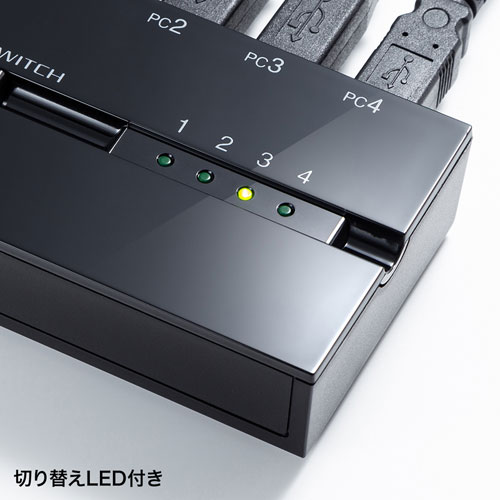 USB切替器（4台・手動・コンパクト・USB2.0・マグネット・磁石・コンパクト・パソコン）SW-US24MG サンワサプライ