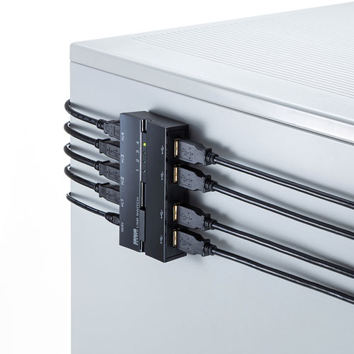 USB切替器（4台・手動・コンパクト・USB2.0・ハブ付き・マグネット・磁石・コンパクト・パソコン）SW-US44HMG サンワサプライ