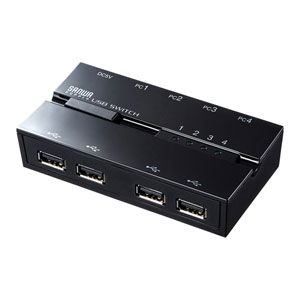【訳あり 新品】USB切替器（4台・手動・コンパクト・USB2.0・ハブ付き・マグネット・磁石・コンパクト・パソコン）SW-US44HMG サンワサプライ