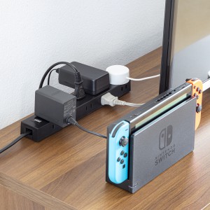 電源タップ（2Pプラグ・10個口・強力ネオジムマグネット・シャッター付き・ACアダプタ対応・2m・ブラック）