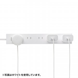 電源タップ（2Pプラグ・10個口・強力ネオジムマグネット・シャッター付き・ACアダプタ対応・3m・ブラック）TAP-2210-3BK