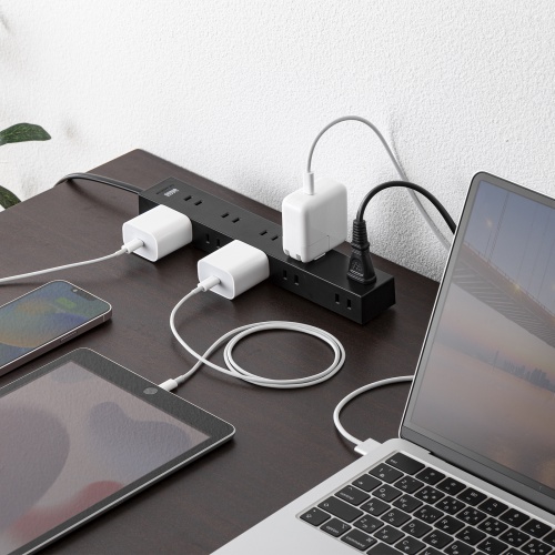 電源タップ（2Pプラグ・10個口・強力ネオジムマグネット・シャッター付き・ACアダプタ対応・3m・ブラック）TAP-2210-3BK