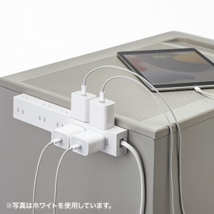 電源タップ（2Pプラグ・10個口・強力ネオジムマグネット・シャッター付き・ACアダプタ対応・3m・ブラック）TAP-2210-3BK