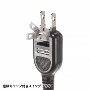 電源タップ（2Pプラグ・10個口・強力ネオジムマグネット・シャッター付き・ACアダプタ対応・3m・ブラック）TAP-2210-3BK