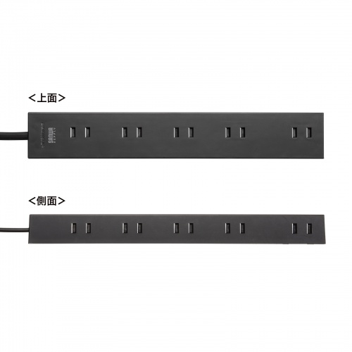電源タップ（2Pプラグ・10個口・強力ネオジムマグネット・シャッター付き・ACアダプタ対応・3m・ブラック）TAP-2210-3BK