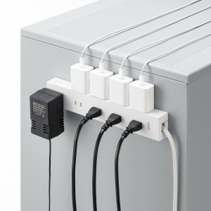 電源タップ（2Pプラグ・10個口・強力ネオジムマグネット・シャッター付き・ACアダプタ対応・3m）