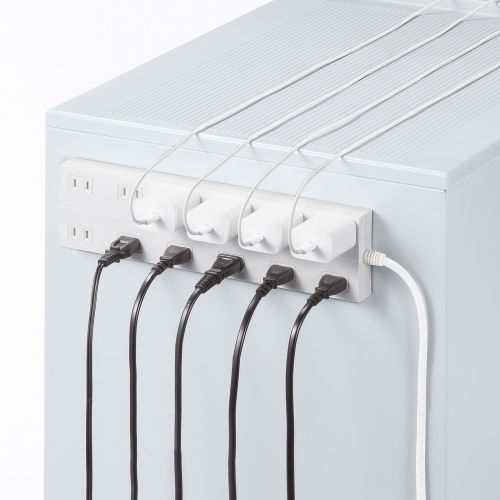 電源タップ（2P・12個口・マグネット・シャッター付き・ACアダプタ対応・2m）TAP-2312-2W