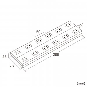 電源タップ（2P・12個口・マグネット・シャッター付き・ACアダプタ対応・3m）TAP-2312-3W
