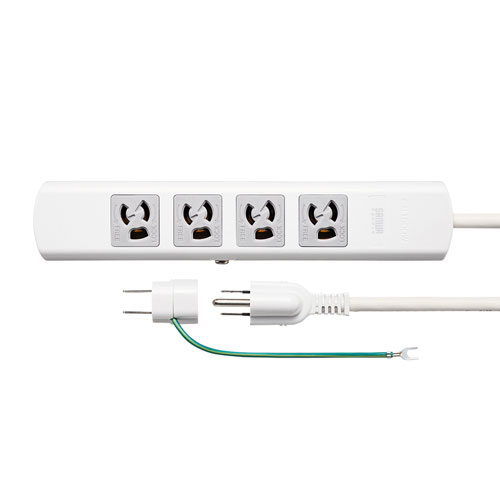 電源タップ(延長コード・5m・4個口・アース線・マグネット・3P・抜け止め・ブレーカー付き・一括スイッチ・おすすめ・おしゃれ・ホワイト) TAP-34MG-5 サンワサプライ