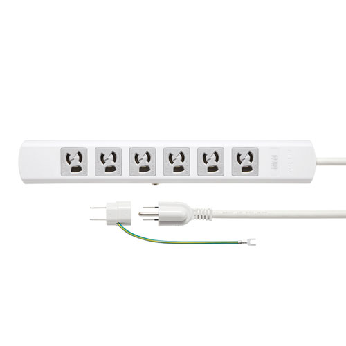 電源タップ(抜け止め・3P・6個口・5m・一括スイッチ・ブレーカー内蔵・マグネット付き) TAP-36MG-5 サンワサプライ