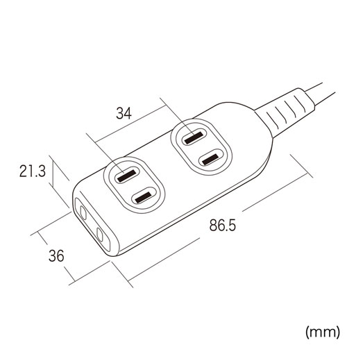 電源タップ（2P・3個口・トラッキング対策・2m） TAP-3W2N サンワサプライ