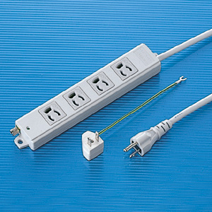 3P・4個口・3P→2P変換プラグ3mコード・抜け止め TAP-5431N サンワサプライ