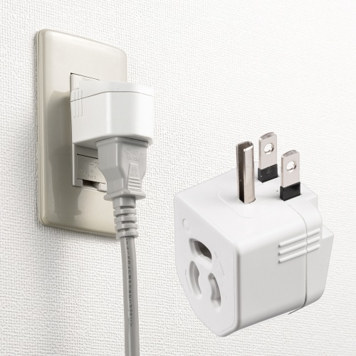 電源アダプター（3P・2P変換・温度ヒューズ内蔵・抜け止め式）