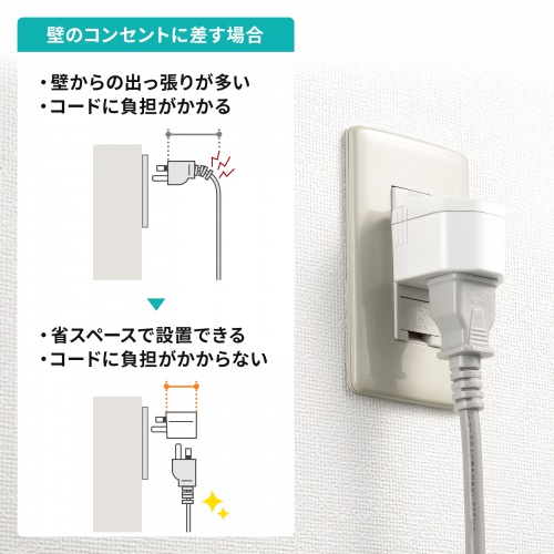 電源アダプター（3P・2P変換・温度ヒューズ内蔵・抜け止め式）