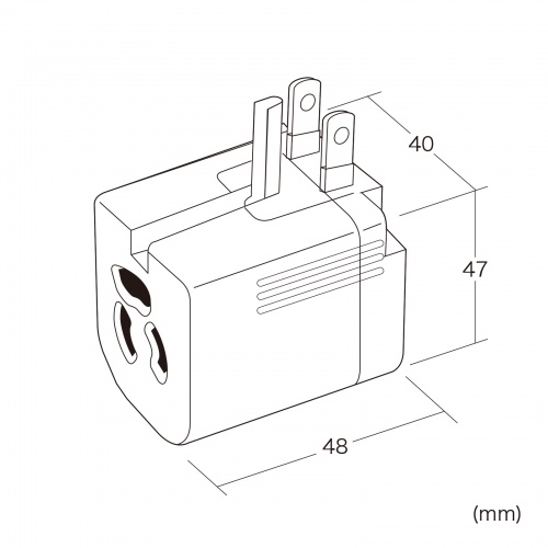 電源アダプター（3P・2P変換・温度ヒューズ・電流ヒューズ内蔵・抜け止め式）