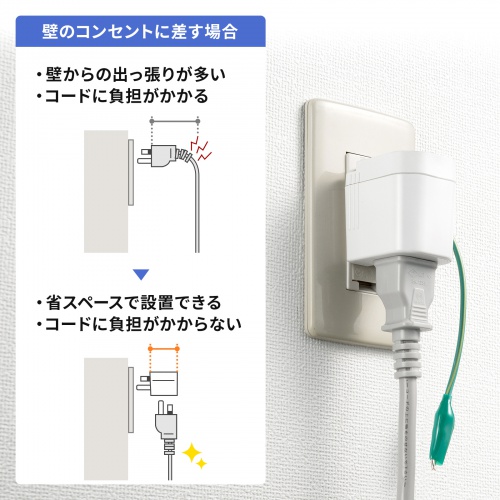 電源アダプター（3P・2P変換・温度ヒューズ・電流ヒューズ内蔵・抜け止め式）