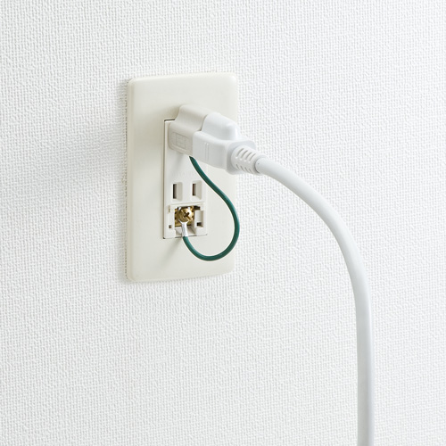 3P→2P変換アダプタ（アース付き・絶縁カバー付き・グレー）