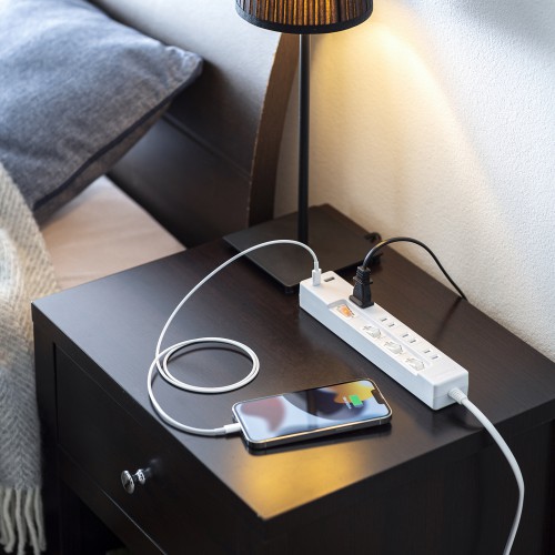 USB充電機能付きタップ Type-C搭載（2P・4個口・個別スイッチ・Type-Cポート・USB Aポート・2m）