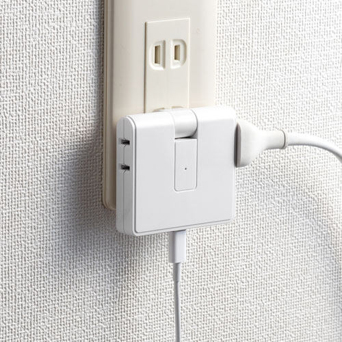 USB充電機能付きタップ Type-C搭載（2P・2個口・雷ガード・Type-Cポート） TAP-B104UC サンワサプライ