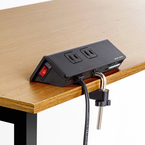 クランプ固定式タップ（USB充電ポート付き・2P・4個口・USB2ポート・一括集中スイッチ・3ｍ・ブラック）TAP-B105U-3BKN