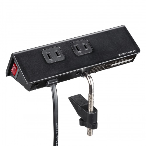 クランプ固定式タップ（USB充電ポート付き・2P・4個口・USB2ポート・一括集中スイッチ・3ｍ・ブラック）TAP-B105U-3BKN