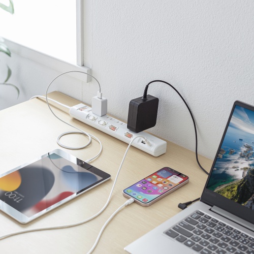 節電タップ（電源タップ・一括集中スイッチ・個別スイッチ・4個口・Type-C・Type-A・PD20W・雷ガード・1m・ホワイト） TAP-B107UC-1W サンワサプライ