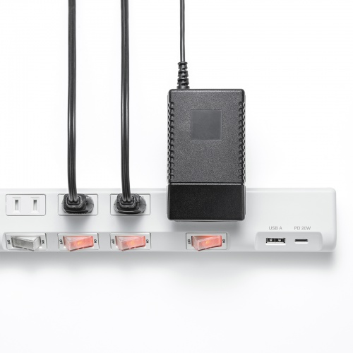 節電タップ（電源タップ・一括集中スイッチ・個別スイッチ・6個口・Type-C・Type-A・PD20W・雷ガード・1m・ホワイト） TAP-B108UC-1W サンワサプライ
