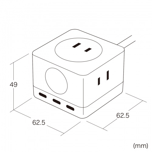 電源タップ（USB Type-C・PD 67W・GaN・コンセント3口・電力表示対応・ケーブル長2m・ブラック）