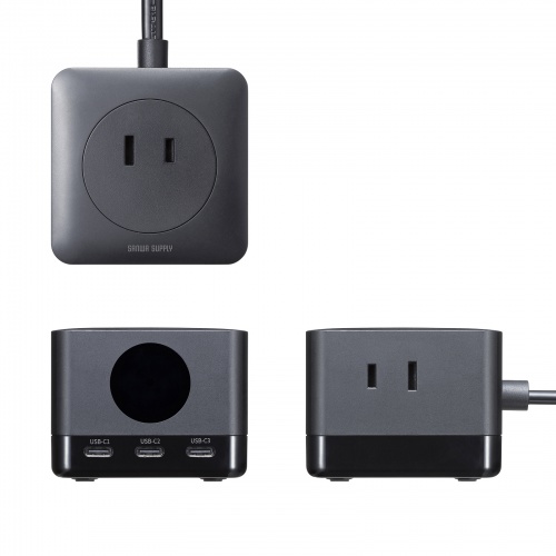 電源タップ（USB Type-C・PD 67W・GaN・コンセント3口・電力表示対応・ケーブル長2m・ブラック）