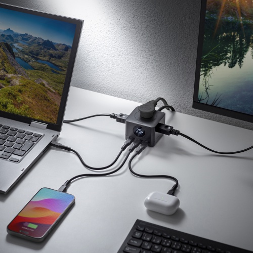 電源タップ（USB Type-C・PD 67W・GaN・コンセント3口・電力表示対応・ケーブル長2m・ブラック）