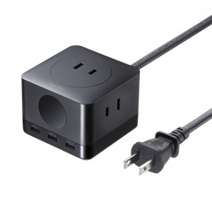 電源タップ（USB Type-C・PD 67W・GaN・コンセント3口・電力表示対応・ケーブル長2m・ブラック）