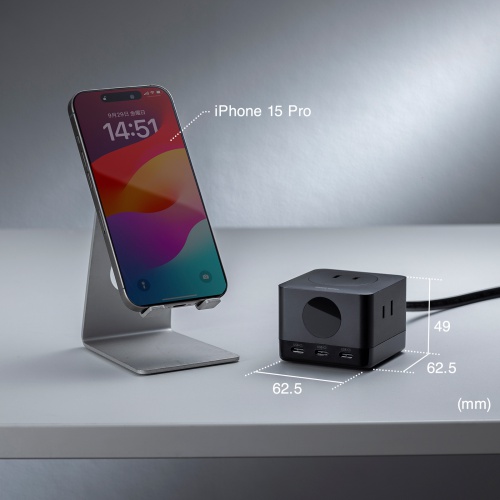 電源タップ（USB Type-C・PD 67W・GaN・コンセント3口・電力表示対応・ケーブル長2m・ブラック）